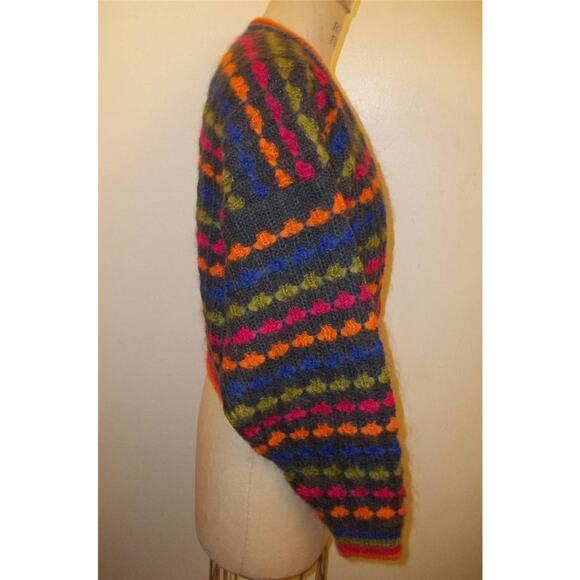 Mexx Gray & Multi-colored Mohair Blend Button Front Cropped Cardigan Sweater M - Picture 5 of 8